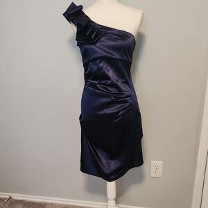 B. Smart Blue One Shoulder Cocktail Dress